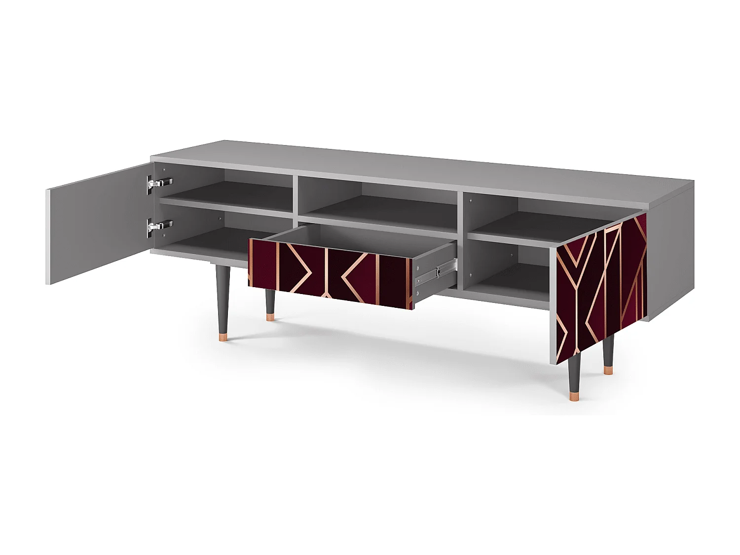 Meuble TV - 170х59х41 cm - T6 - Burgundy Jewelery, Gris