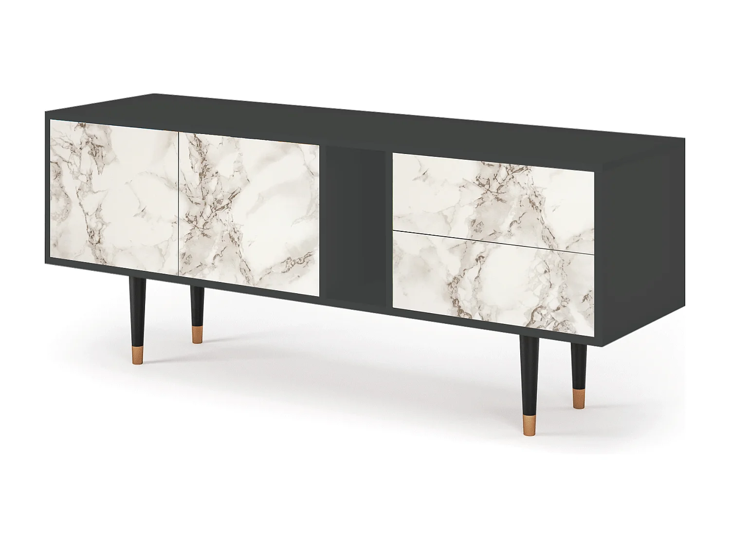 Meuble TV - 170х69х48 cm - T1 - Milk Marble, Anthracite