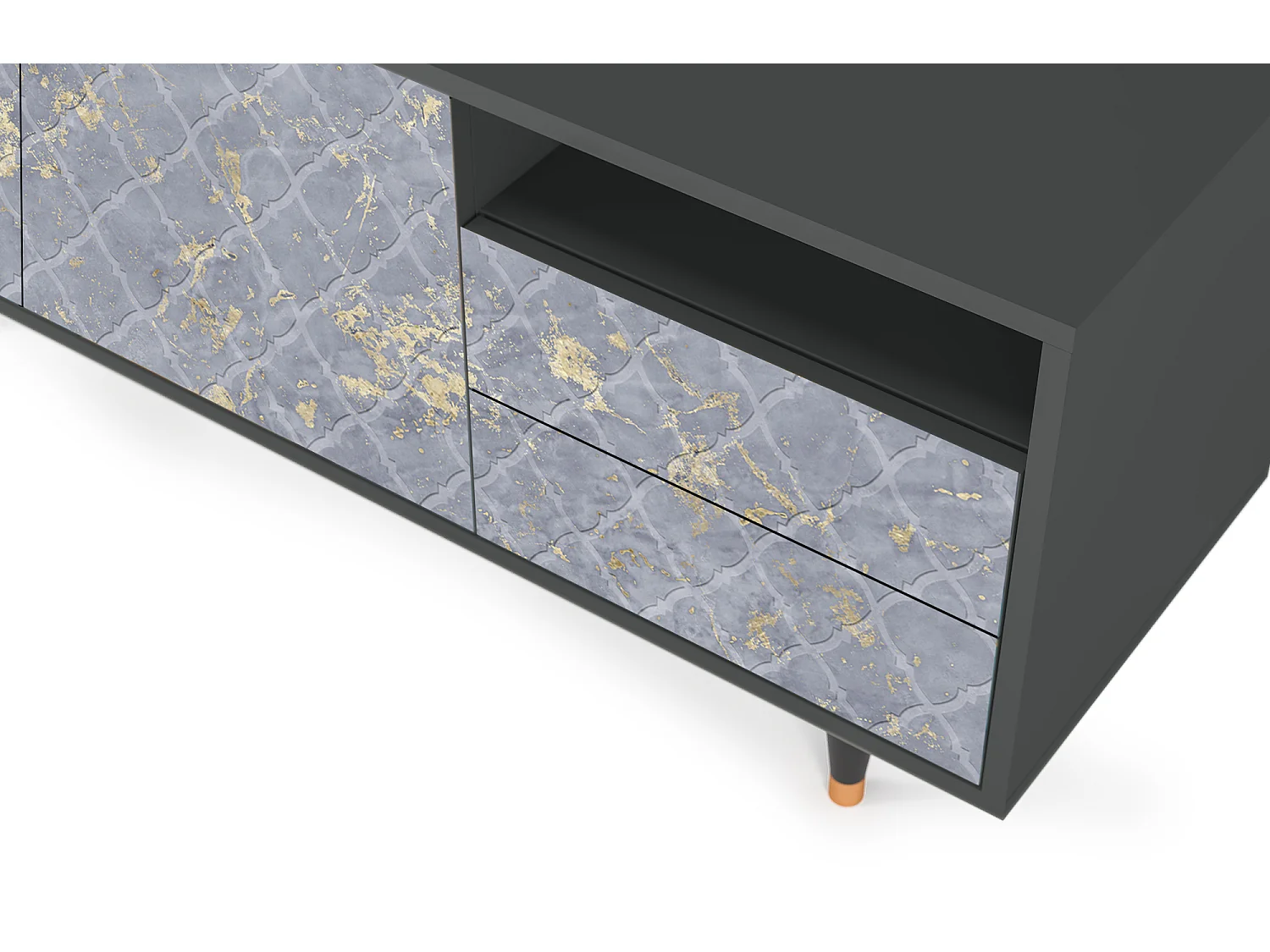 Mueble de TV - 125х56х41 cm - T7 - Golden Smoke, Antracite