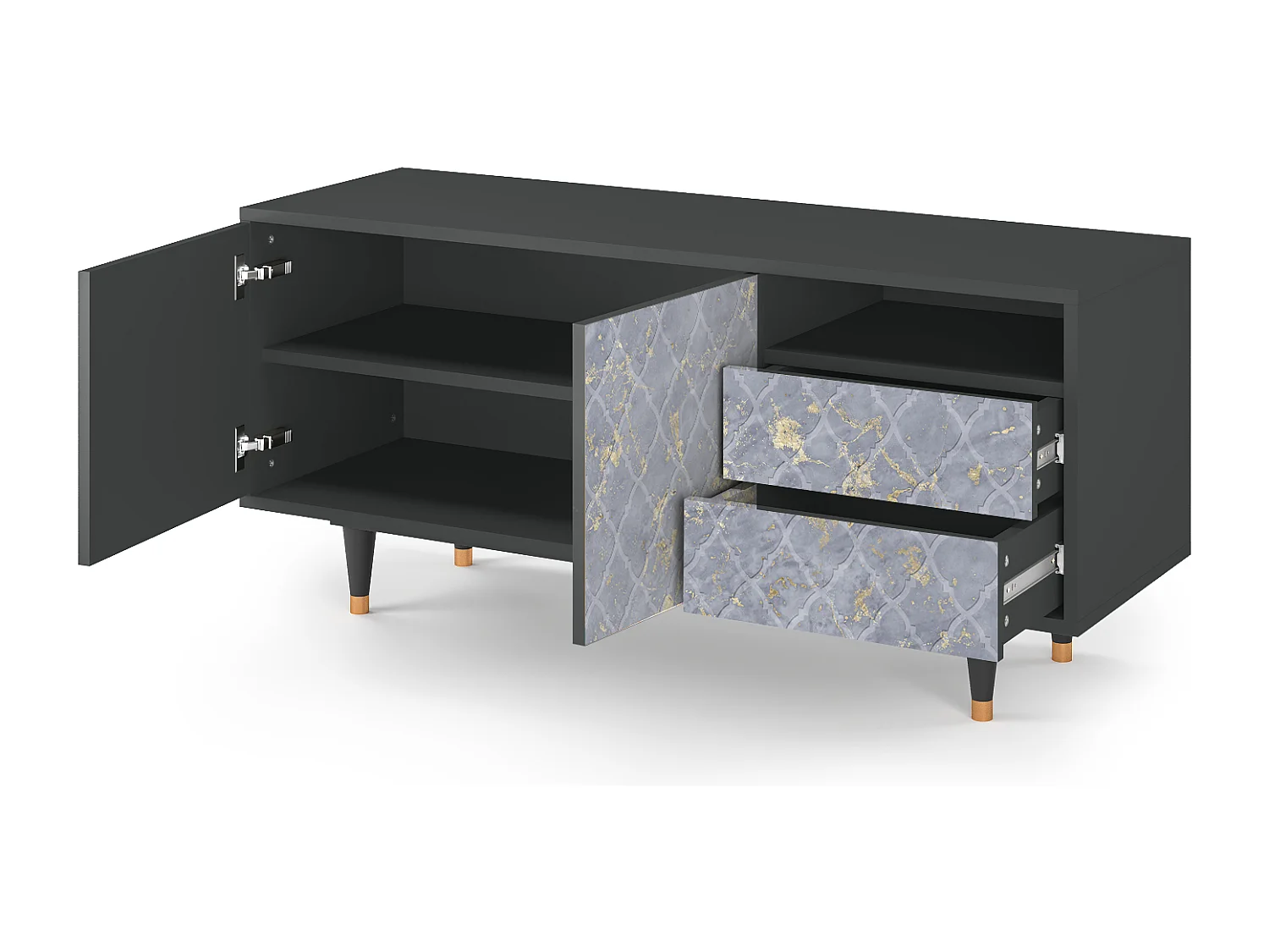 Mueble de TV - 125х56х41 cm - T7 - Golden Smoke, Antracite