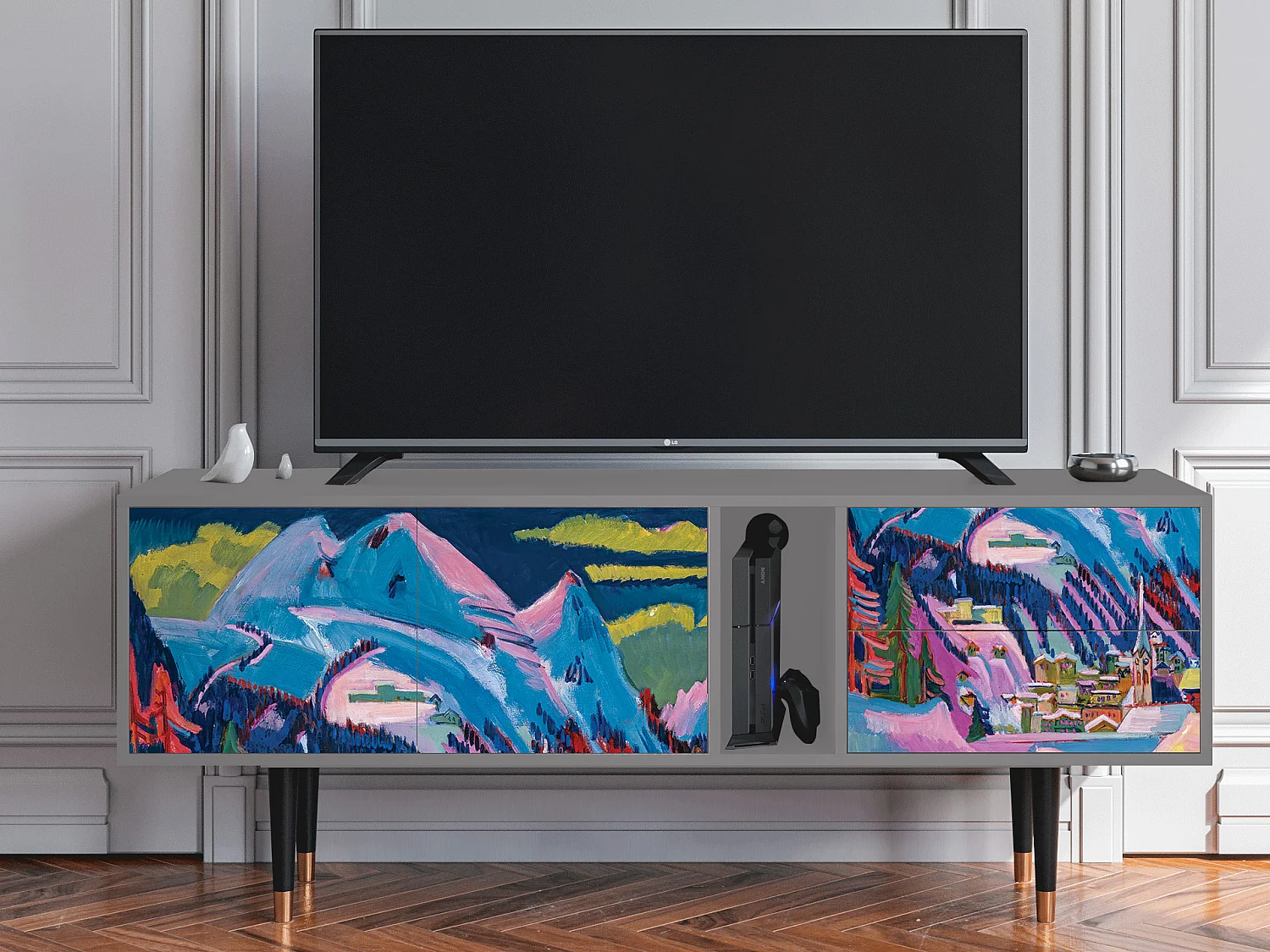 Meuble TV - 170х69х48 cm - T1 - Davos Winter, Gris