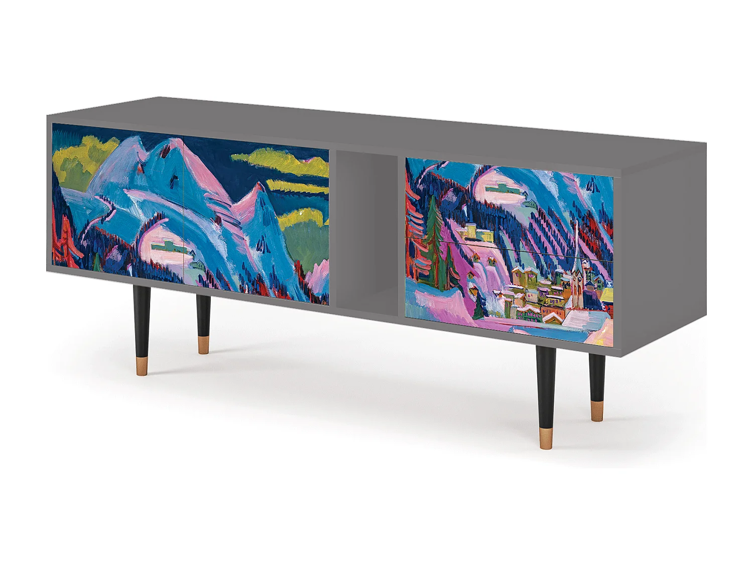 Meuble TV - 170х69х48 cm - T1 - Davos Winter, Gris