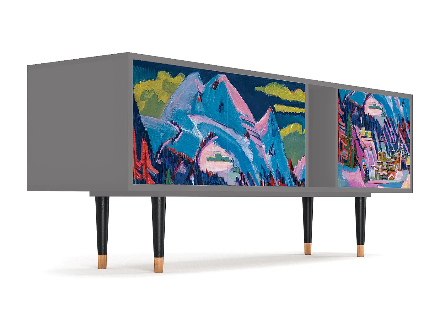 Meuble TV - 170х69х48 cm - T1 - Davos Winter, Gris