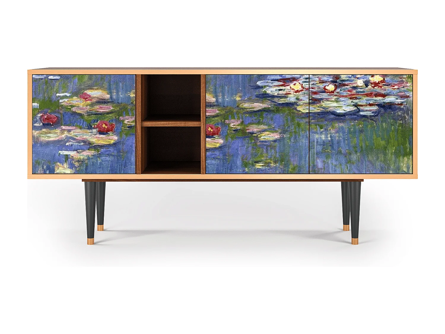Szafka RTV - 150х69х41 cm - T5 - The water lily pond  , Orzech