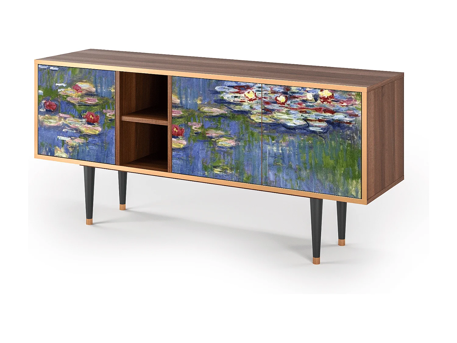 Szafka RTV - 150х69х41 cm - T5 - The water lily pond  , Orzech