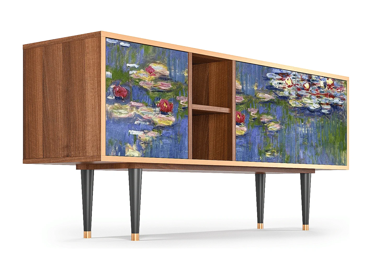 Szafka RTV - 150х69х41 cm - T5 - The water lily pond  , Orzech