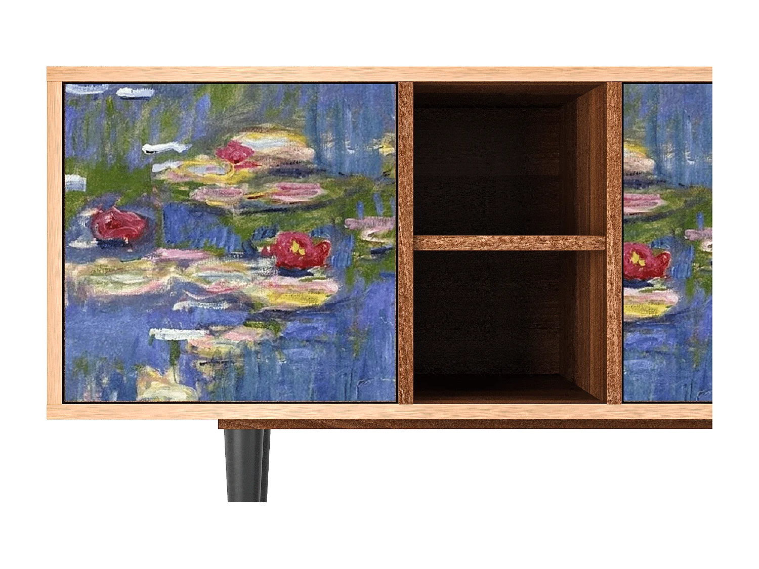Szafka RTV - 150х69х41 cm - T5 - The water lily pond  , Orzech