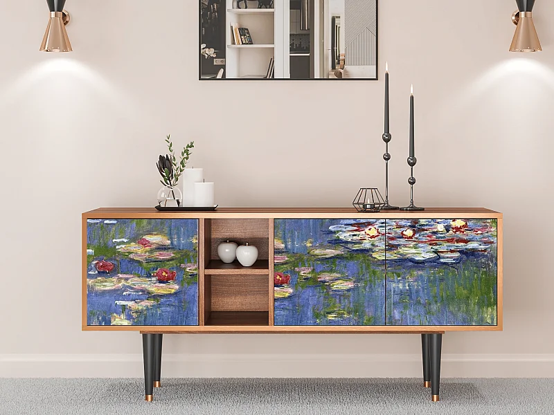 Szafka RTV - 150х69х41 cm - T5 - The water lily pond  , Orzech