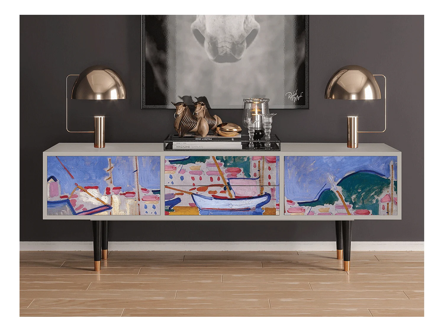 Meuble TV - 170х59х48 cm - T4 - The Port of Collioure , Sable