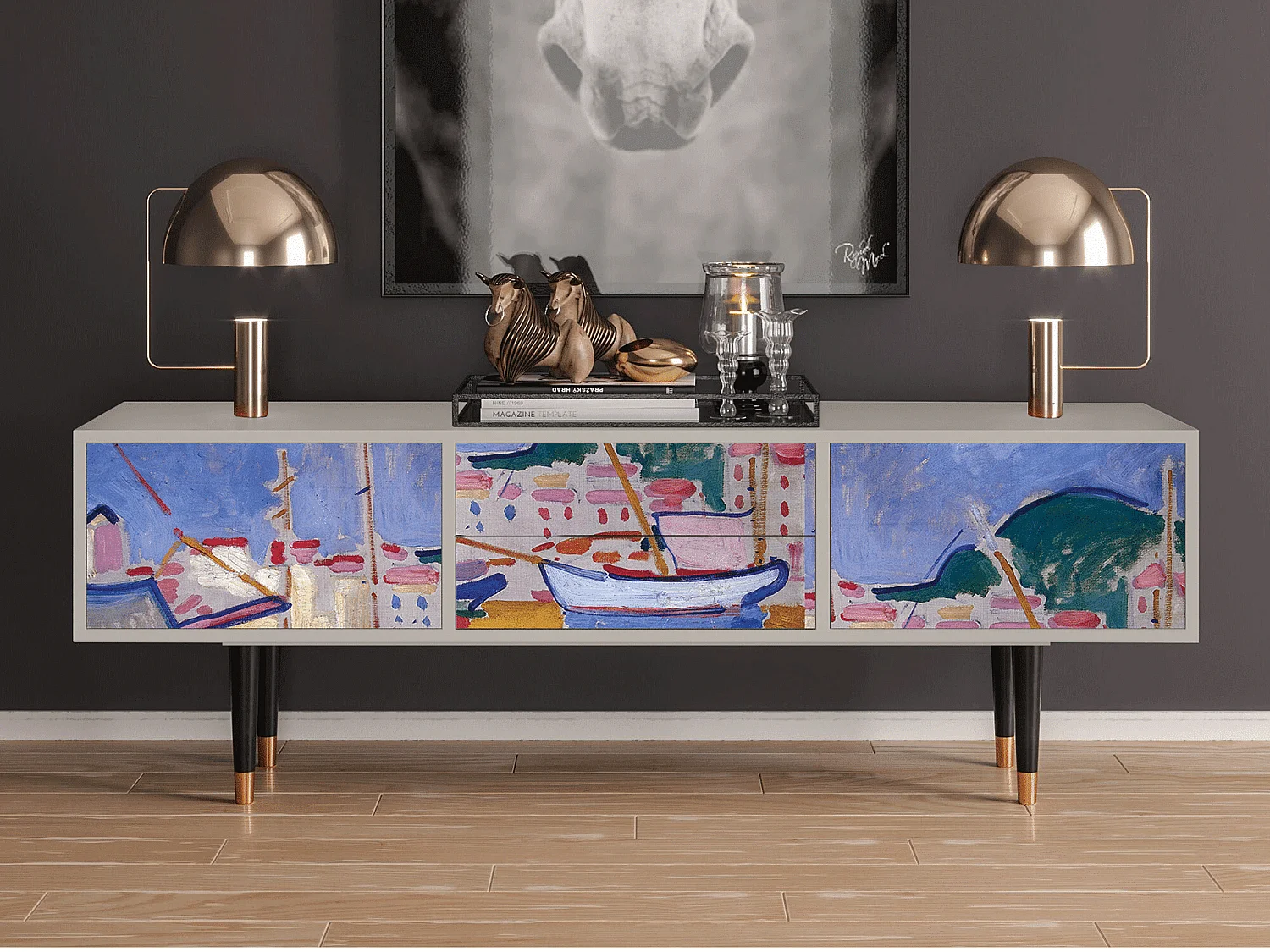 Meuble TV - 170х59х48 cm - T4 - The Port of Collioure , Sable