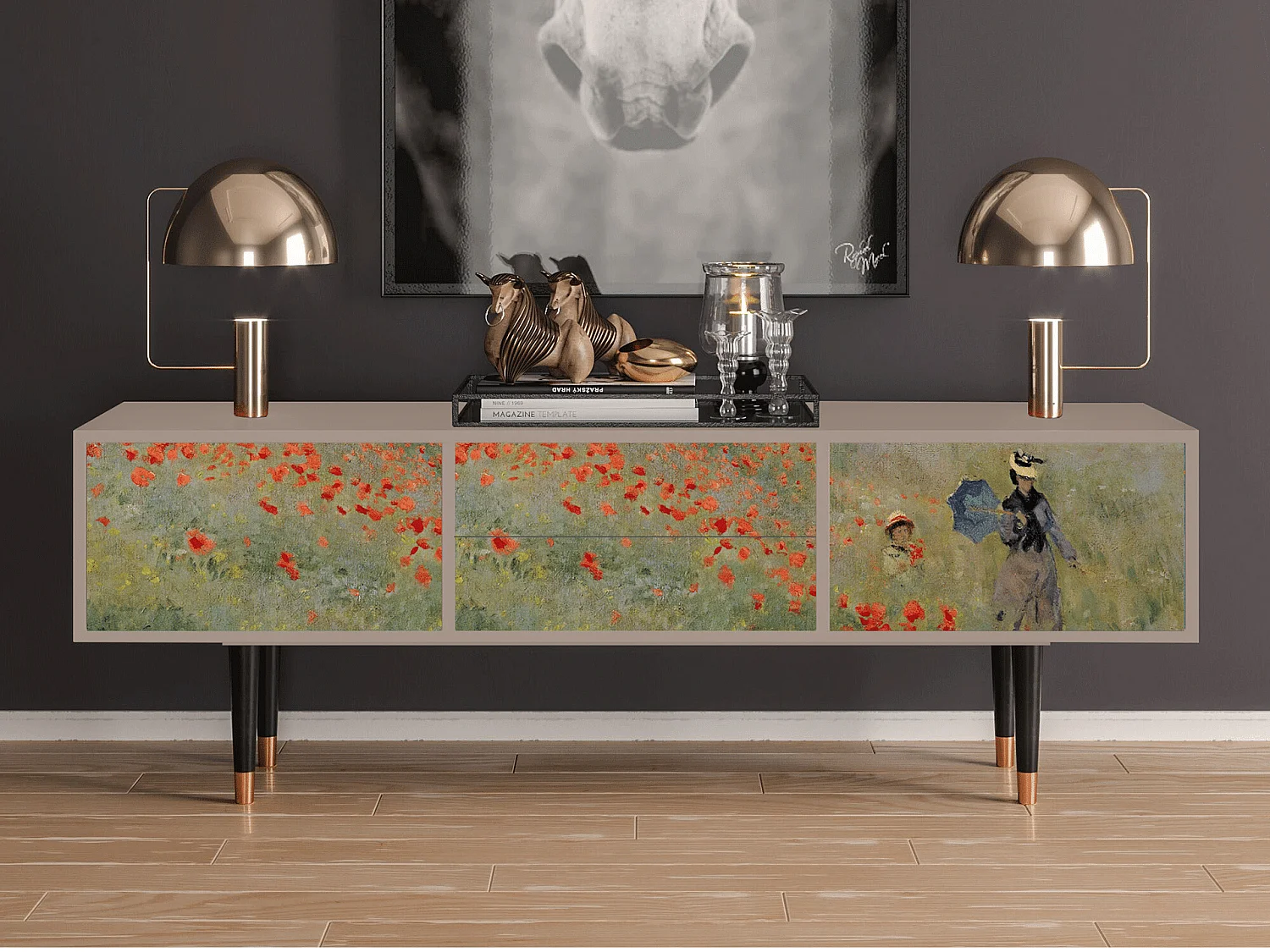 TV-Möbel - 170х59х48 cm - T4 - The Poppy Field   , Latte