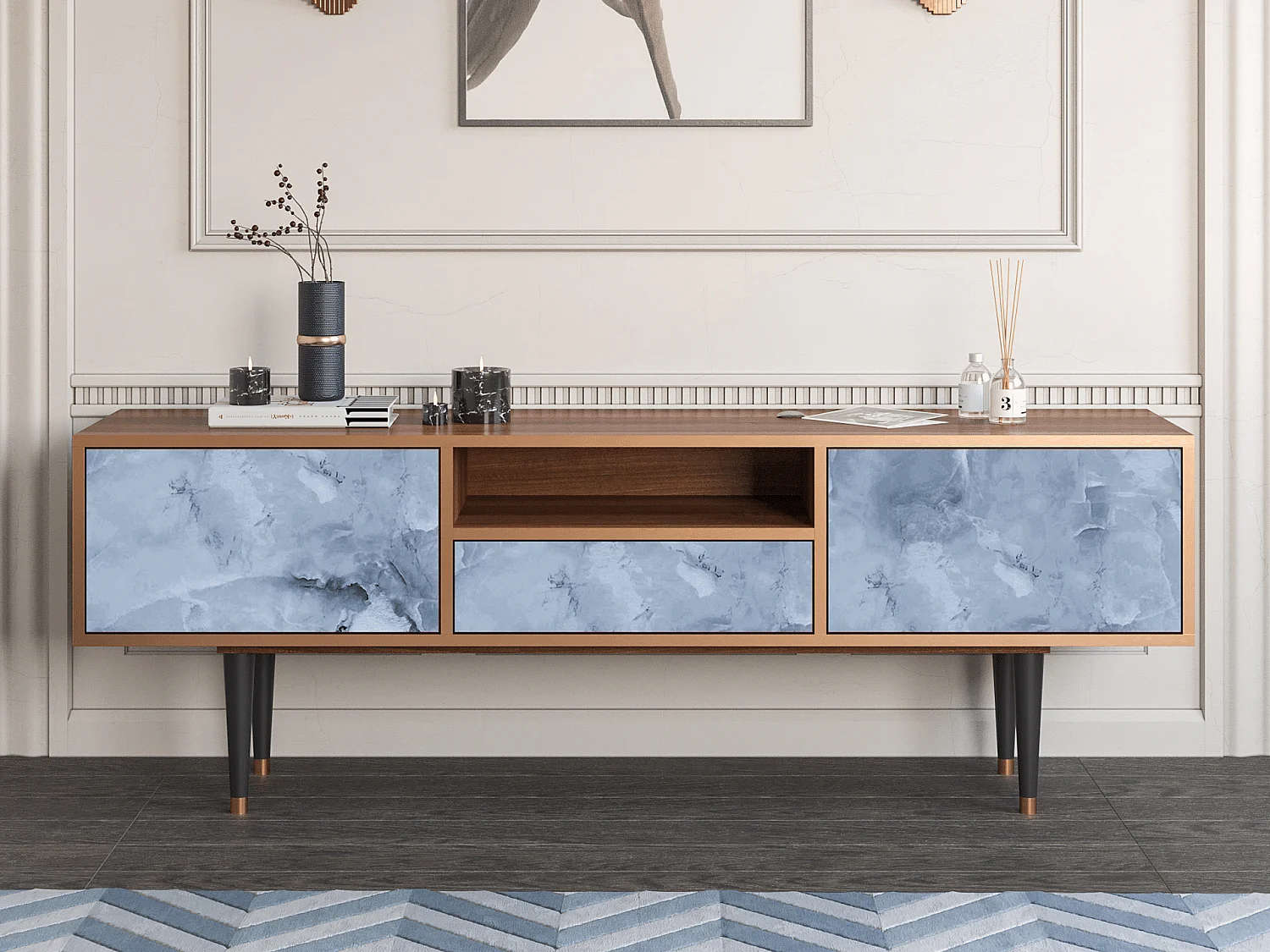 Mobile TV - 170х59х41 cm - T6 - Feather Ice, Noce