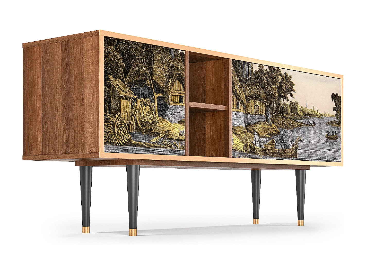 TV-Möbel - 150х69х41 cm - T5 - Mill along a River, Walnuss