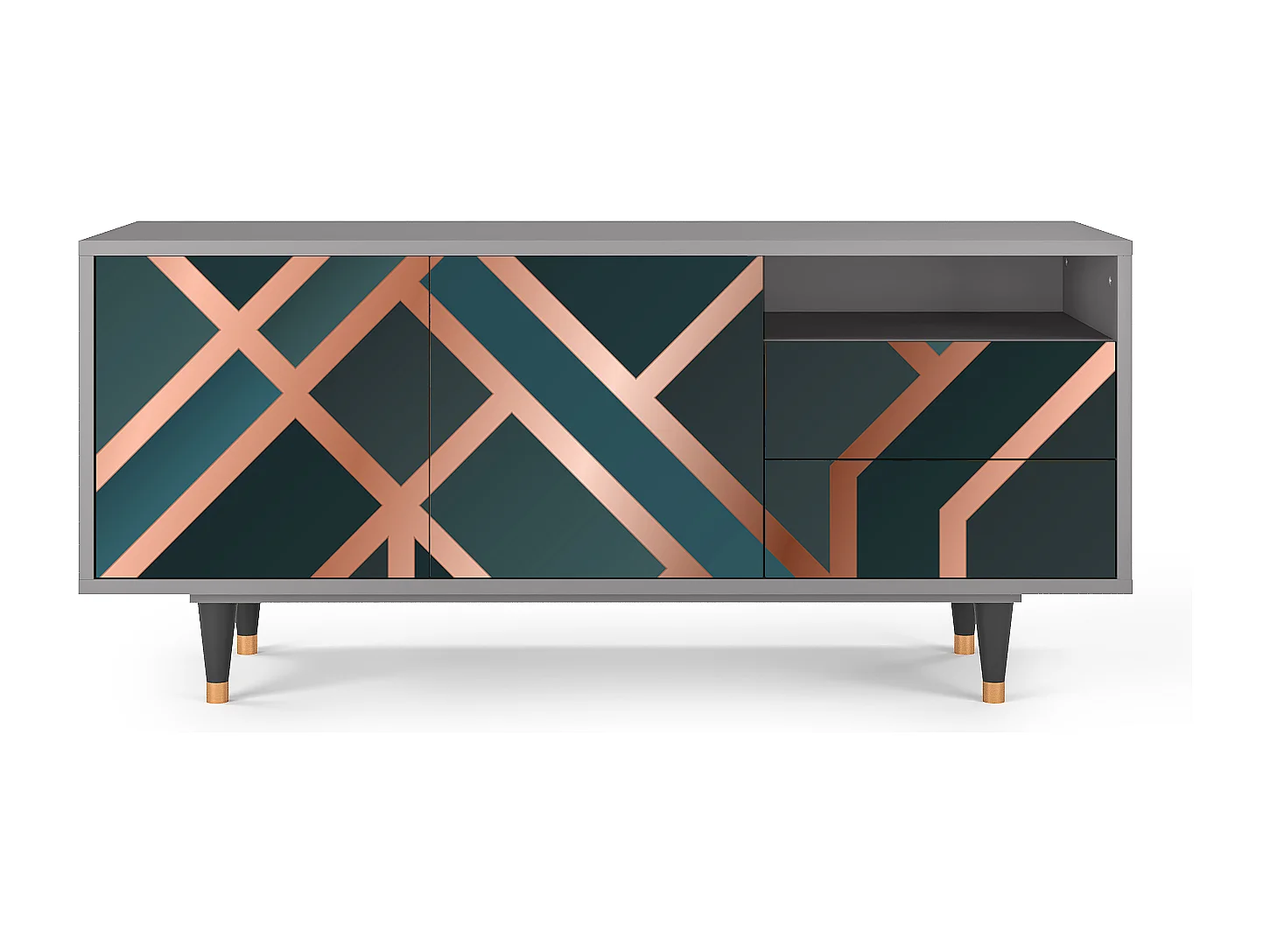 Meuble TV - 125х56х41 cm - T7 - Bronze Crossroad, Gris