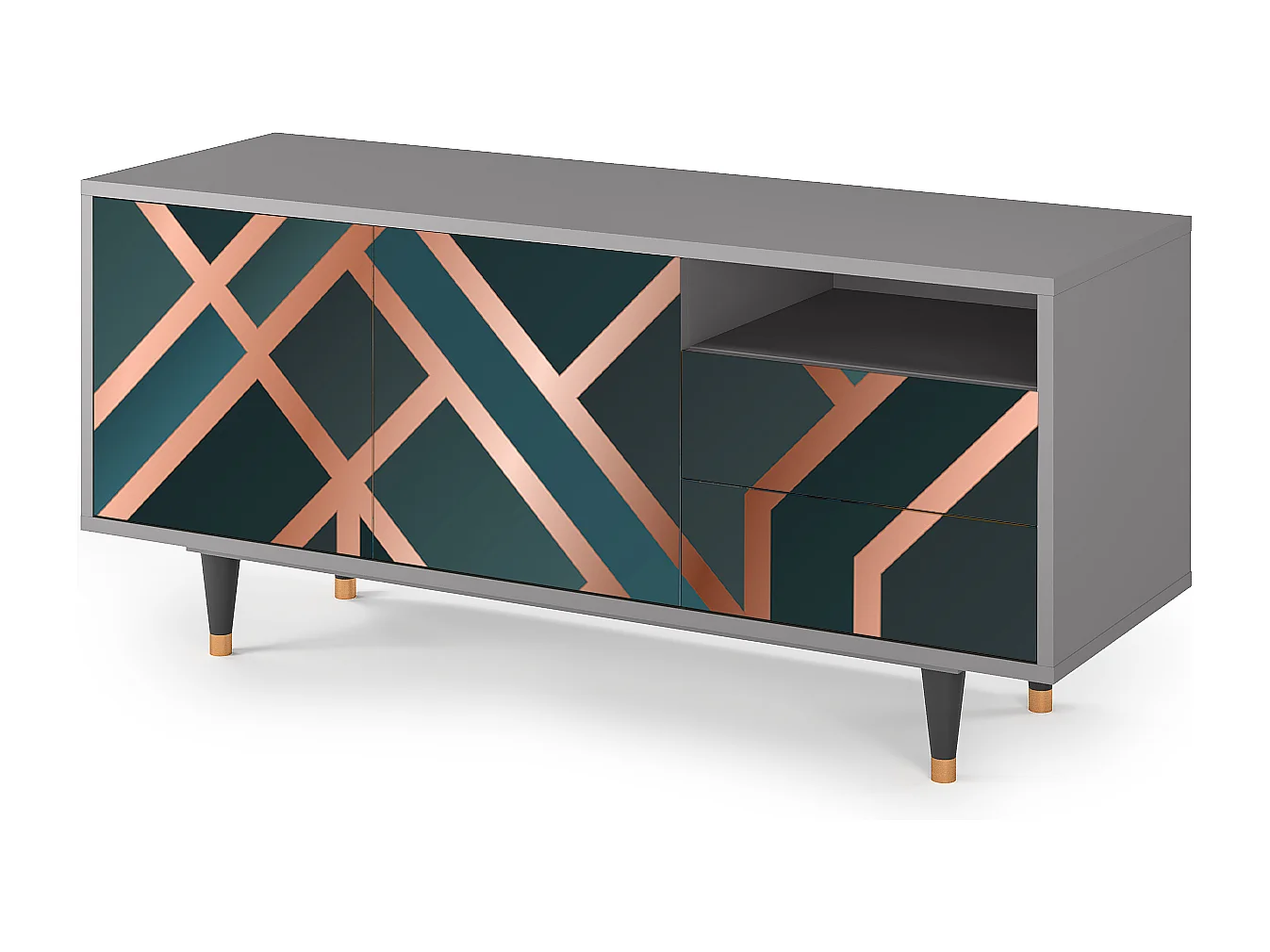 Meuble TV - 125х56х41 cm - T7 - Bronze Crossroad, Gris