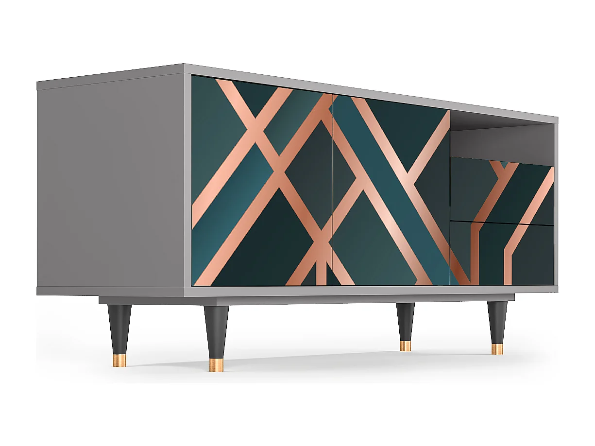 Meuble TV - 125х56х41 cm - T7 - Bronze Crossroad, Gris