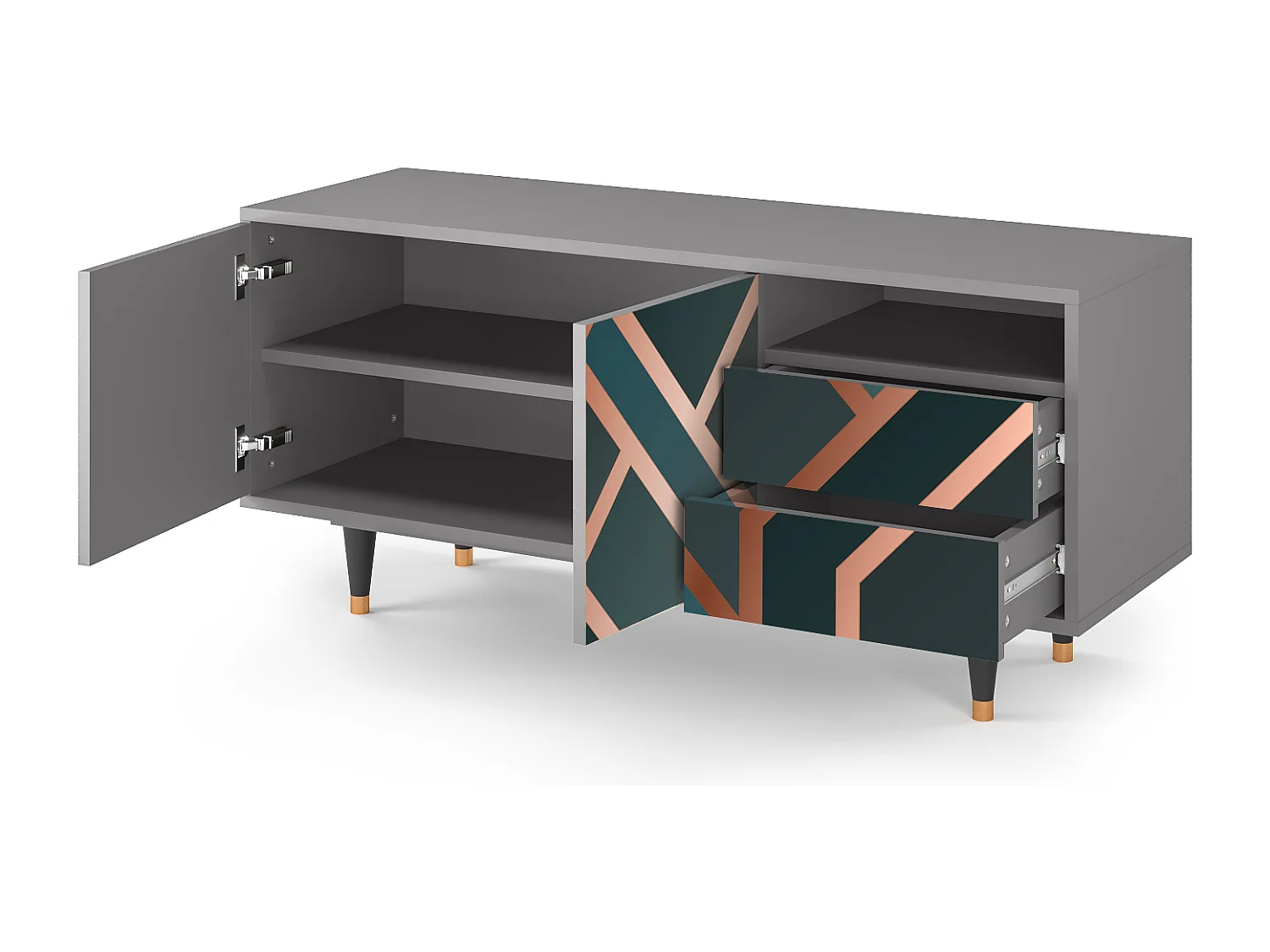 Meuble TV - 125х56х41 cm - T7 - Bronze Crossroad, Gris