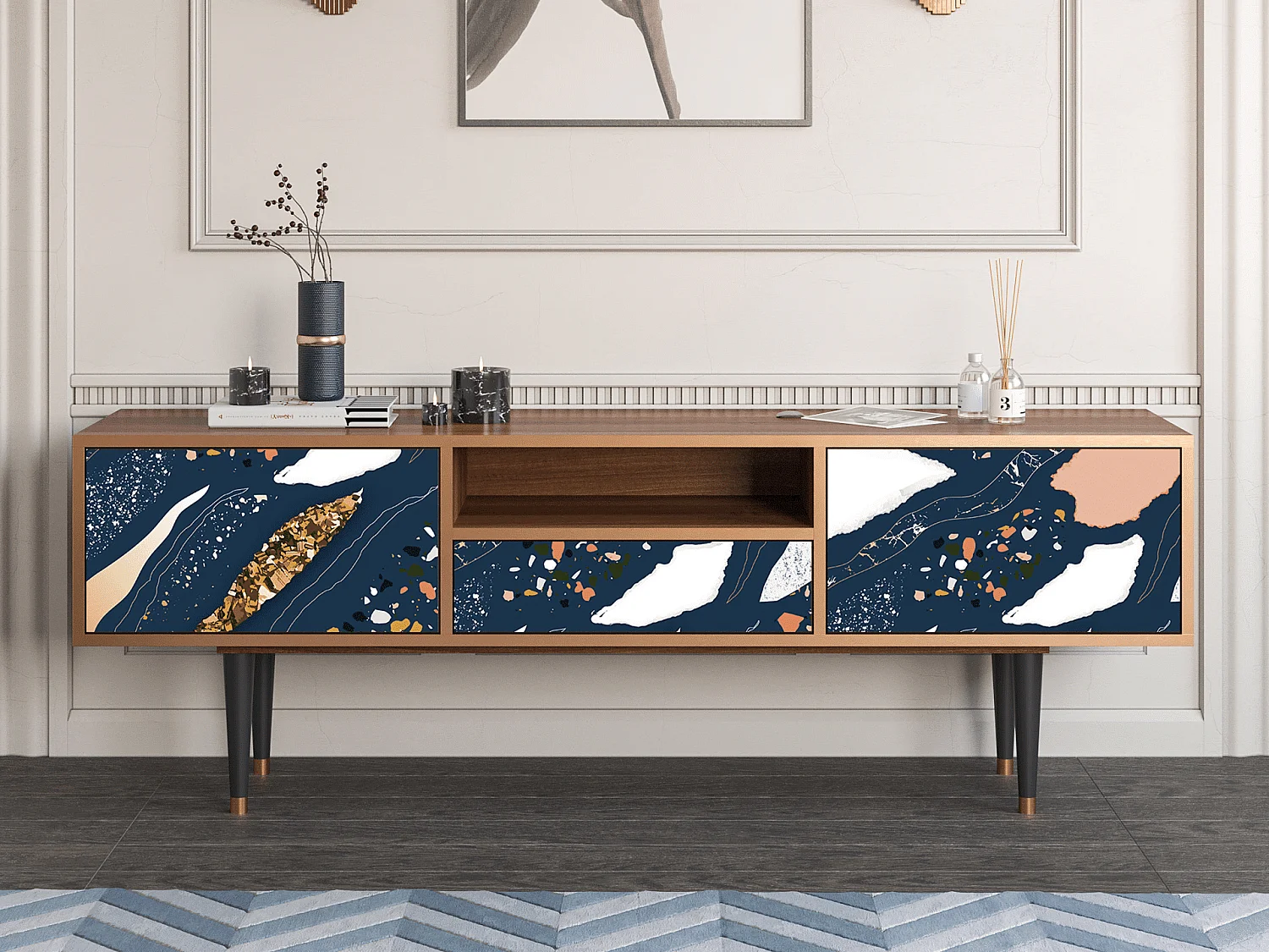 Mobile TV - 170х59х41 cm - T6 - Nude Iceberg, Noce