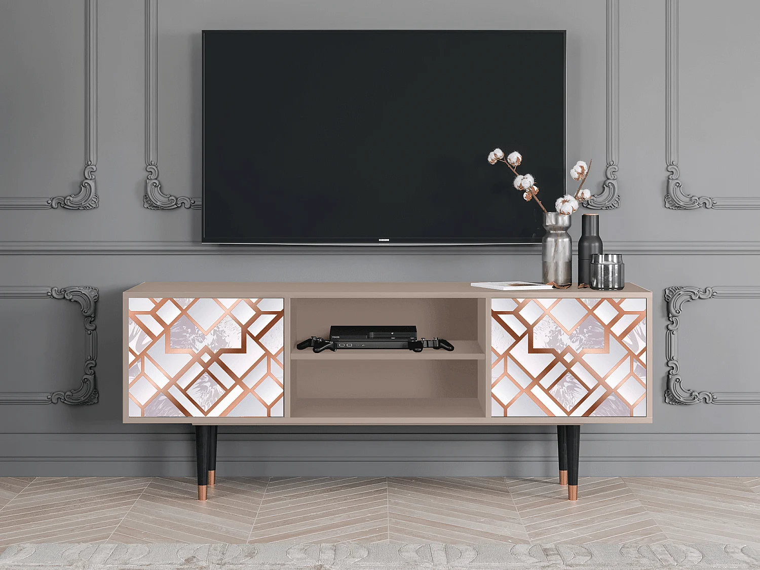 Mueble de TV - 170х69х48 cm - T2 - Pastel Fairytale, Latte