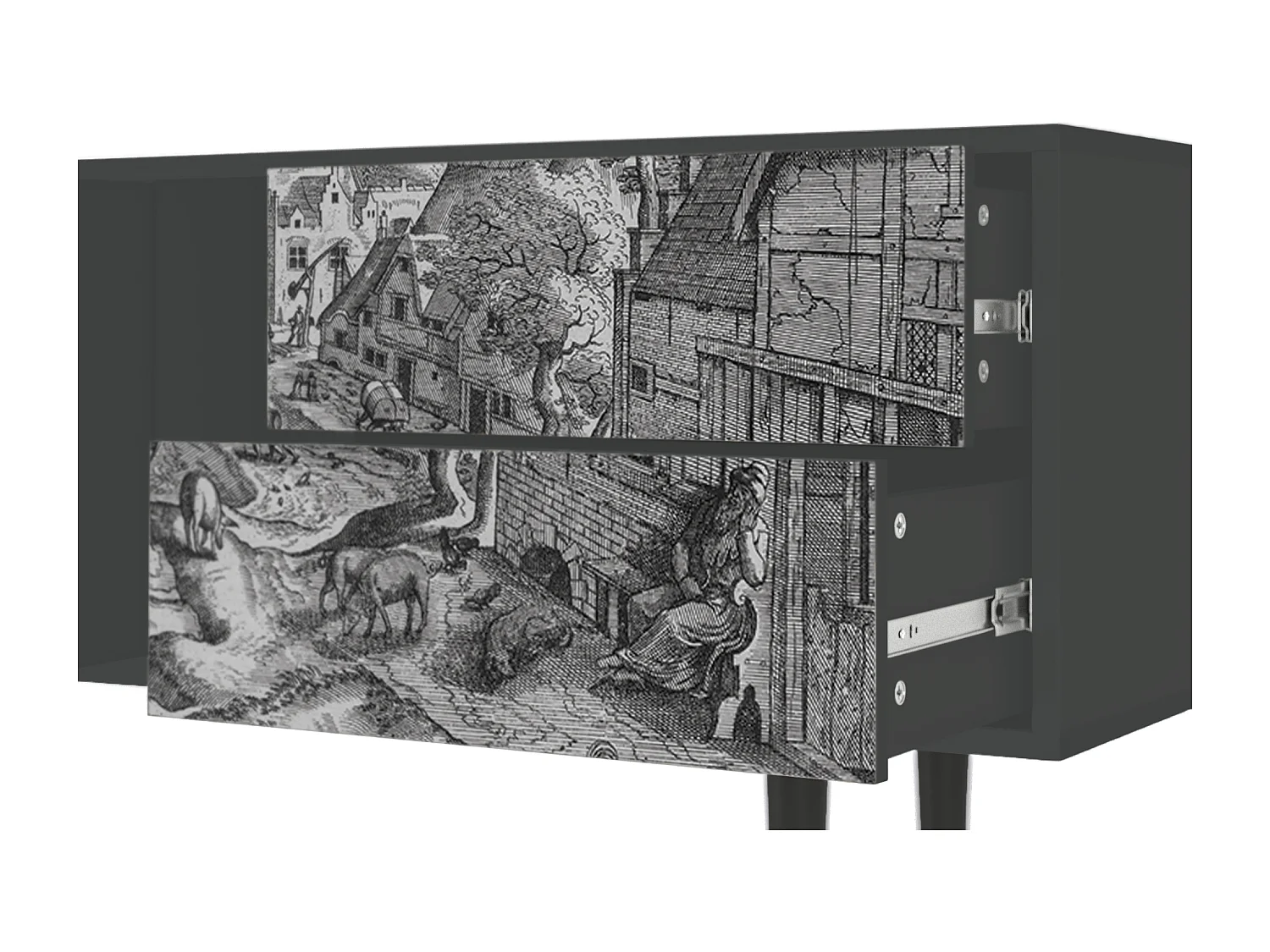 Mobile TV - 170х69х48 cm - T1 - Bird Dropping, Antracite