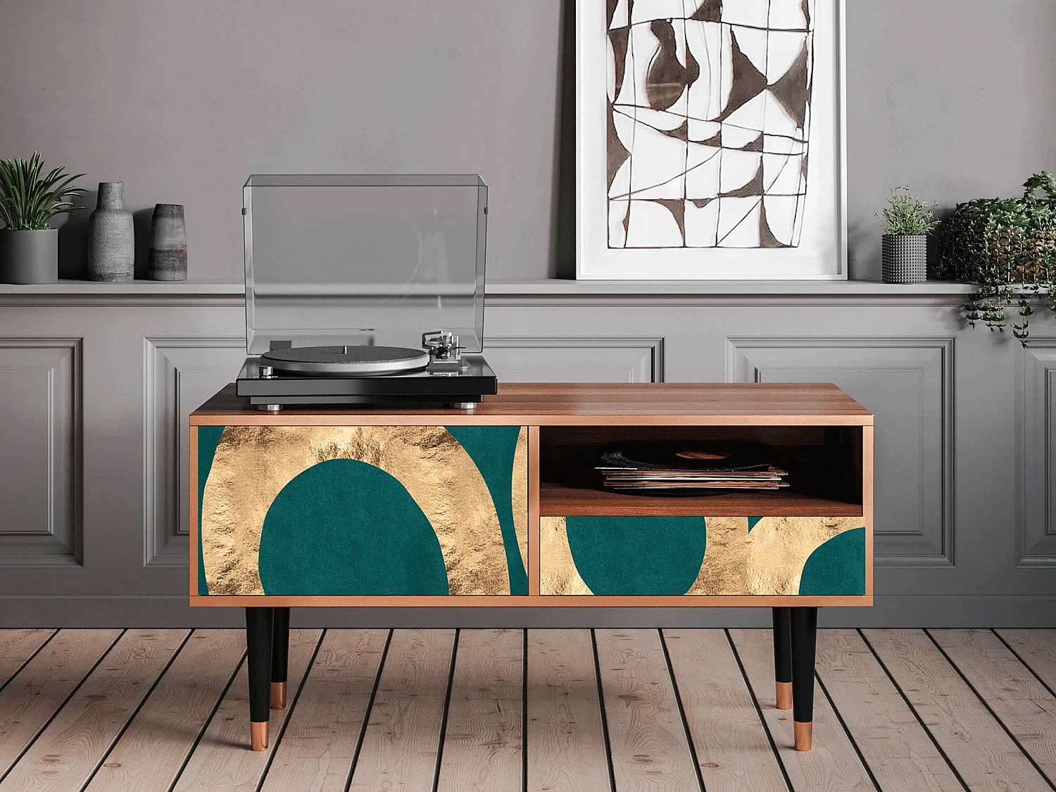 Meuble TV - 115х59х48 cm - T3 - Zircon Sphere, Noyer