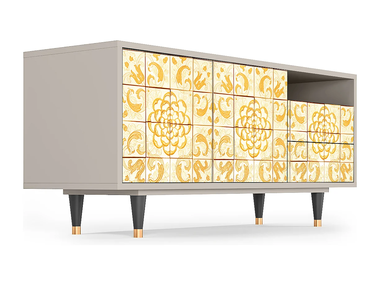 Szafka RTV - 125х56х41 cm - T7 - Sunshiny Tile, Piaskowy