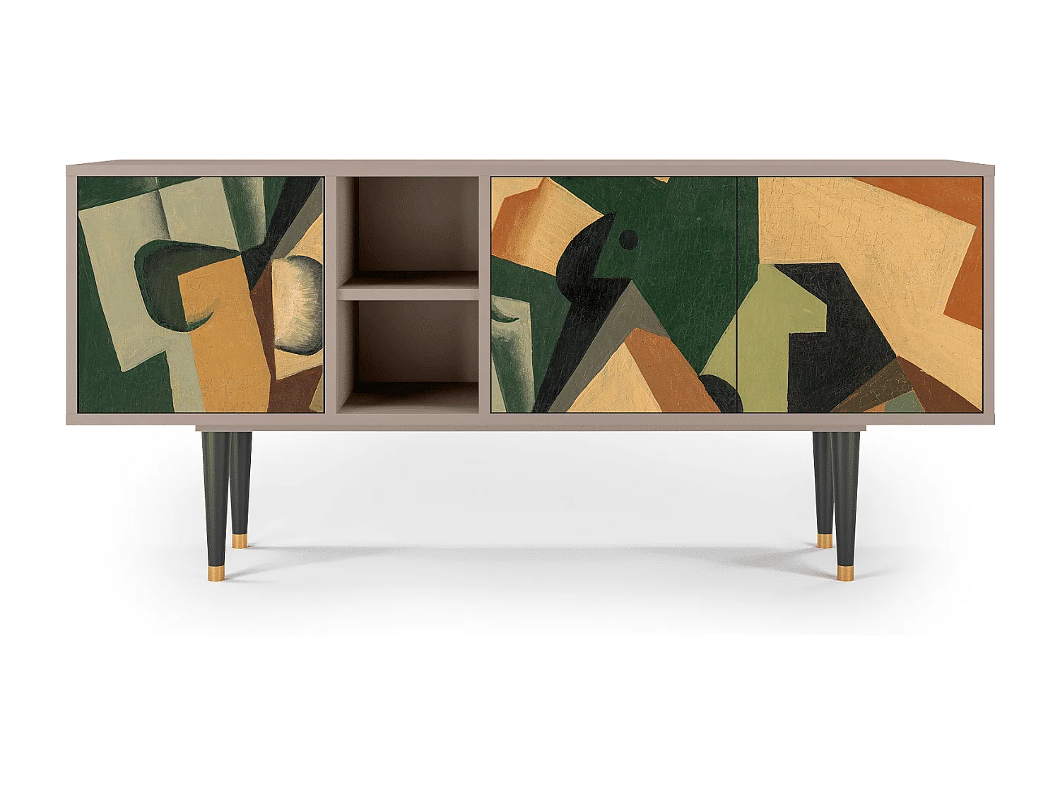 Meuble TV - 150х69х41 cm - T5 - Glass and Checkerboard, Latte