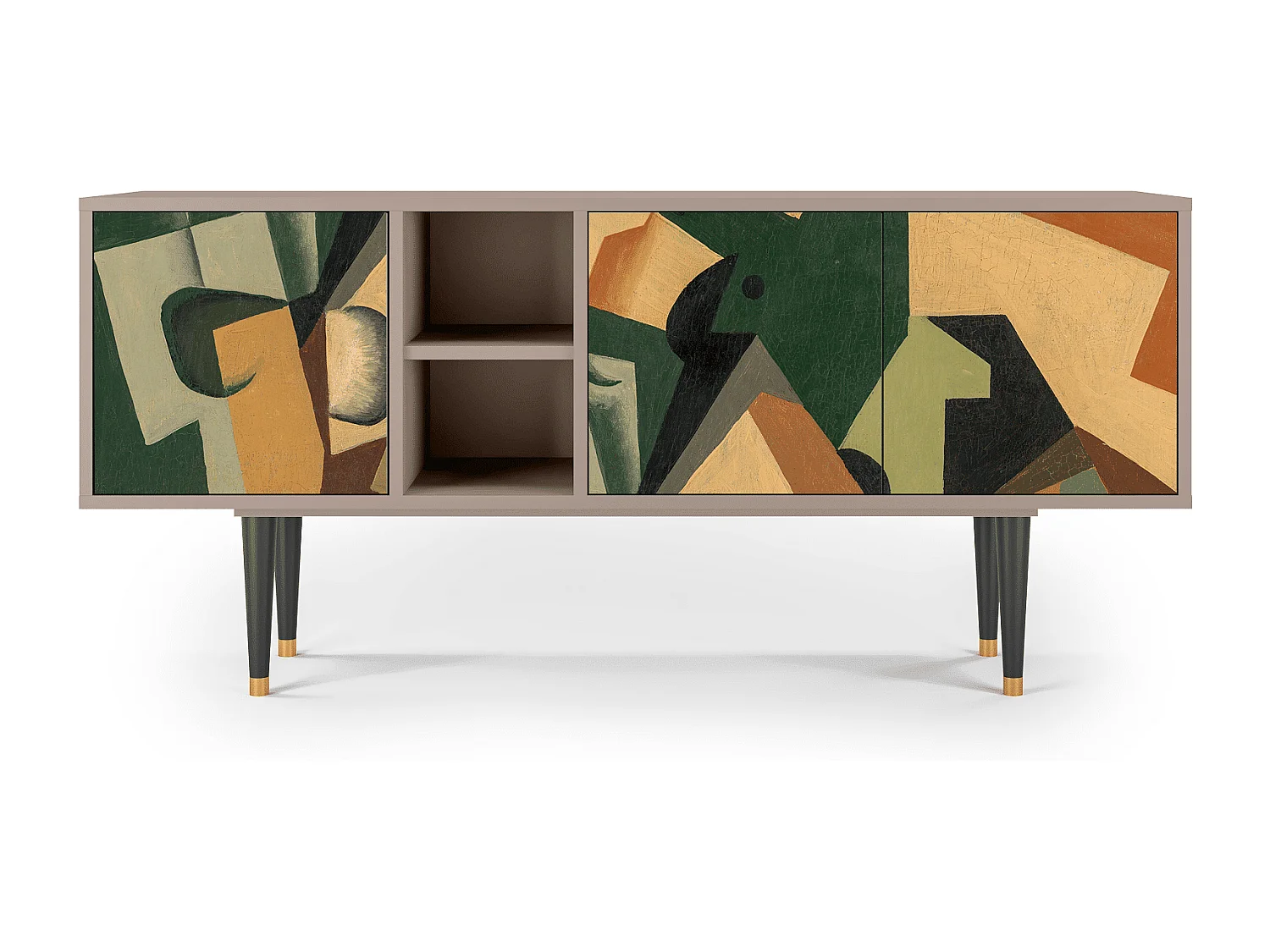 Meuble TV - 150х69х41 cm - T5 - Glass and Checkerboard, Latte