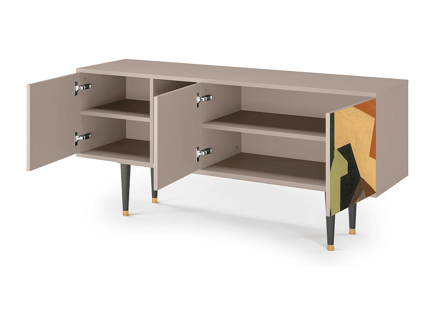 Meuble TV - 150х69х41 cm - T5 - Glass and Checkerboard, Latte