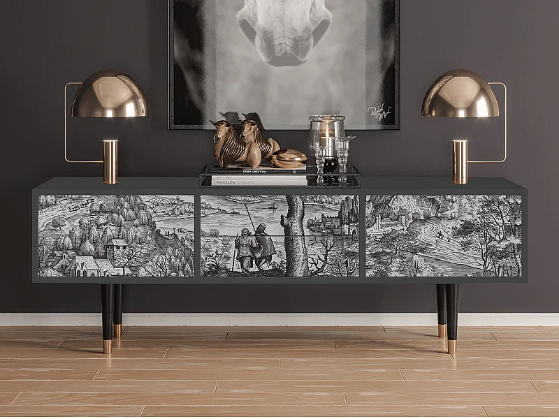 Mueble de TV - 170х59х48 cm - T4 - Milites Requiescentes, Antracite