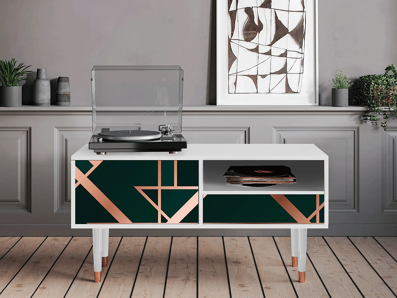 Meuble TV - 115х59х48 cm - T3 - Emerald Gatsby, Blanc