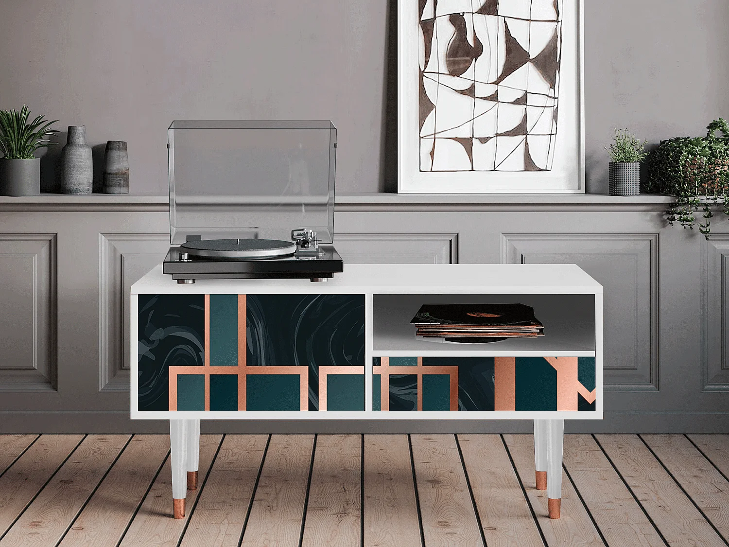 Meuble TV - 115х59х48 cm - T3 - Emerald Metro, Blanc