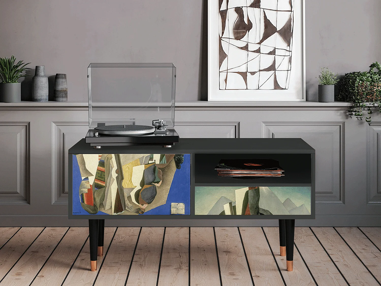 Meuble TV - 115х59х48 cm - T3 - The Cubist Paintings , Anthracite