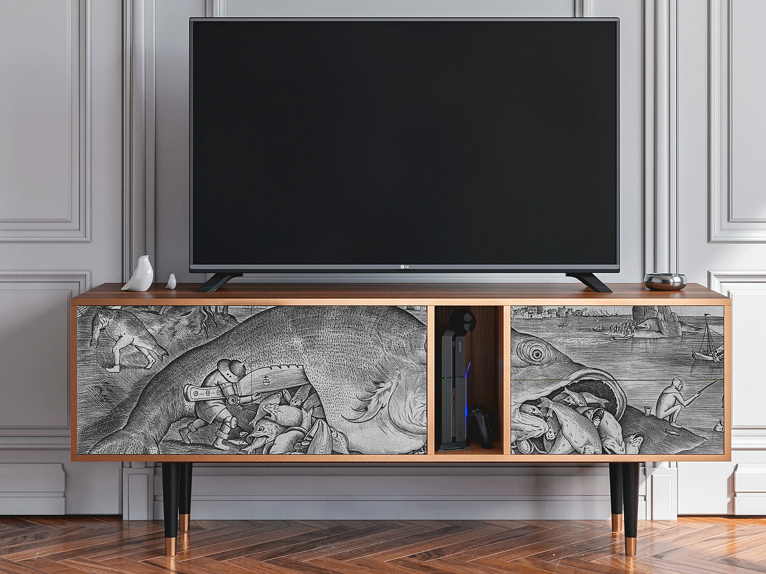 TV-meubel - 170х69х48 cm - T1 - Big Fish Eat Little, Walnoot