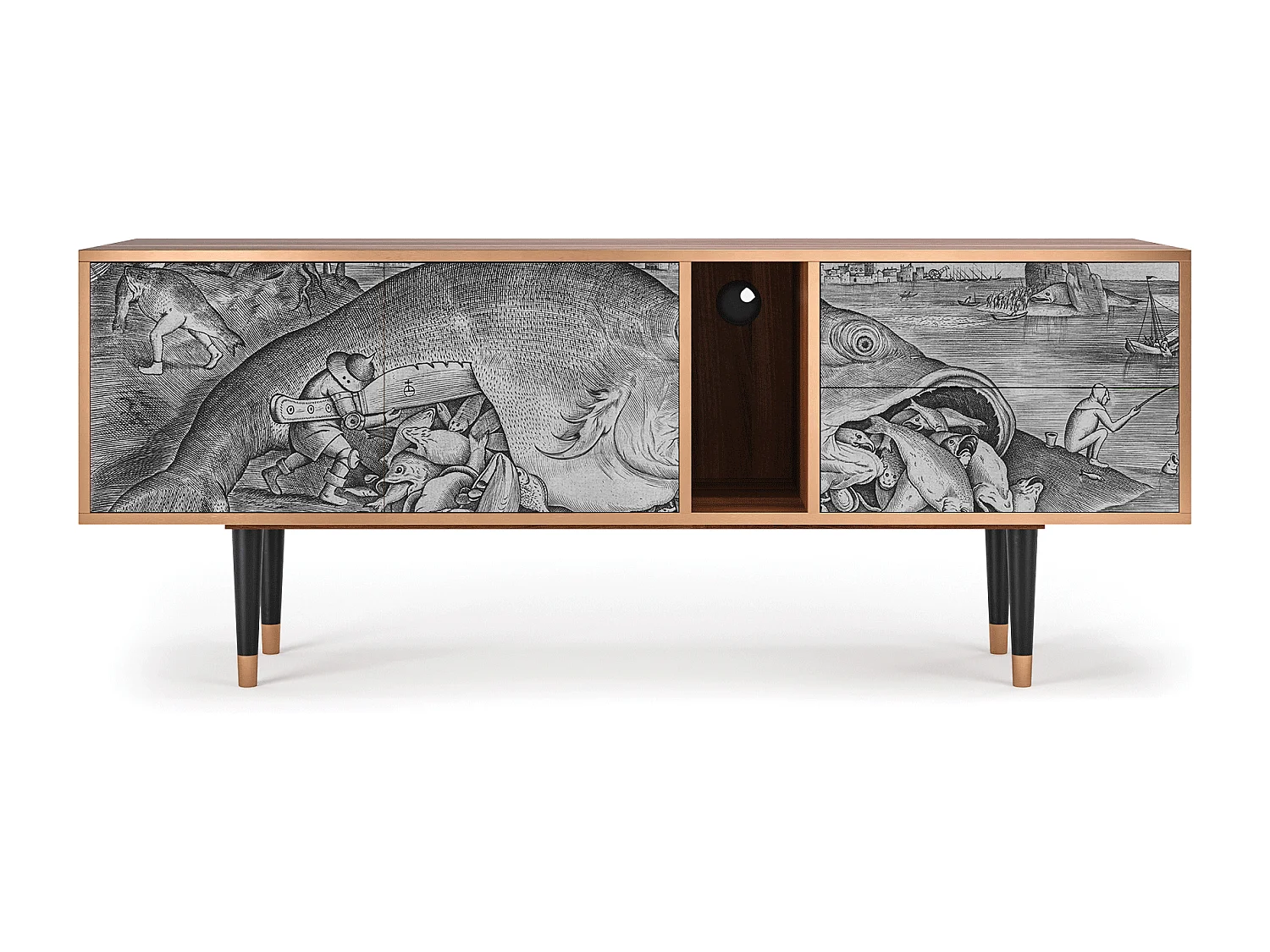 Meuble TV - 170х69х48 cm - T1 - Big Fish Eat Little, Noyer