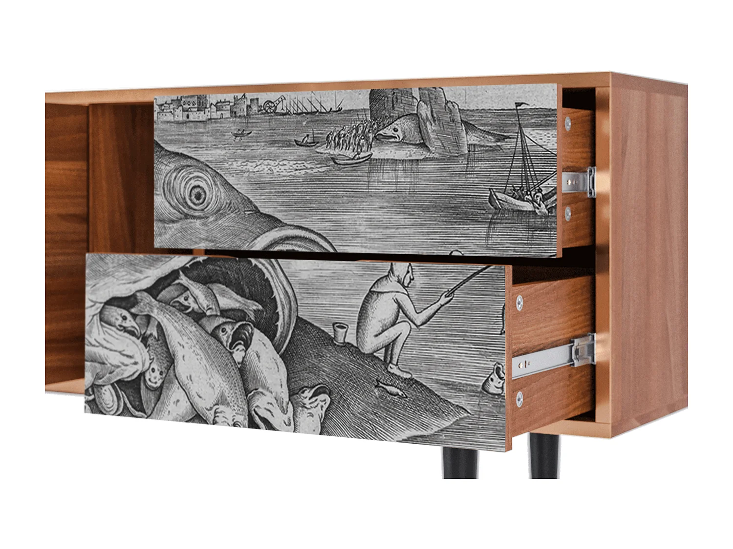 Meuble TV - 170х69х48 cm - T1 - Big Fish Eat Little, Noyer