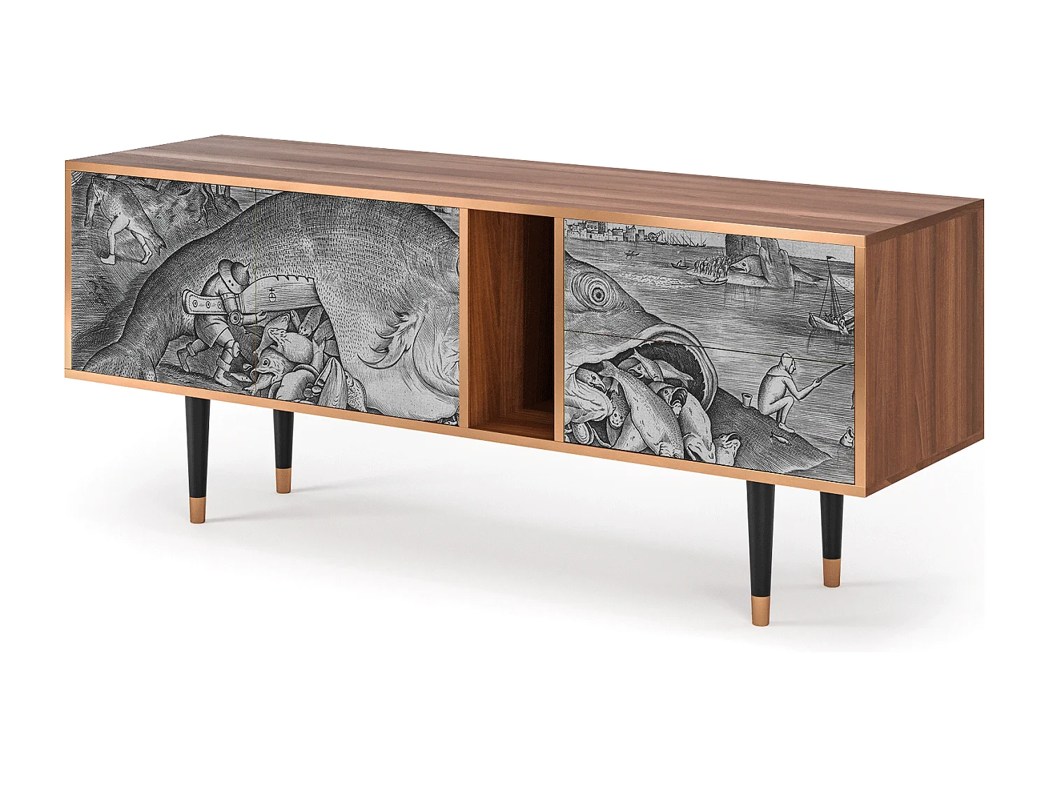 Mueble de TV - 170х69х48 cm - T1 - Big Fish Eat Little, Nogueira