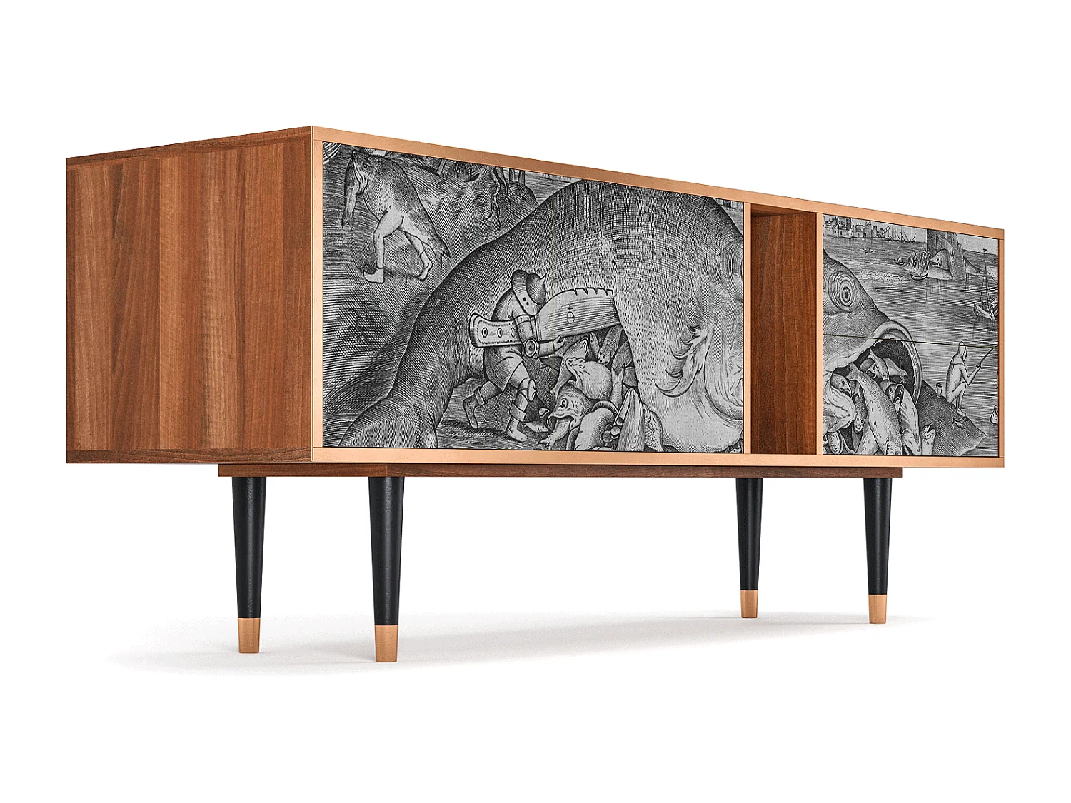 Mueble de TV - 170х69х48 cm - T1 - Big Fish Eat Little, Nogueira