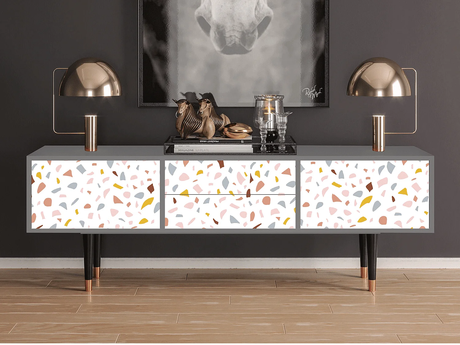 TV-meubel - 170х59х48 cm - T4 - Marmelade Cheese, Grijs