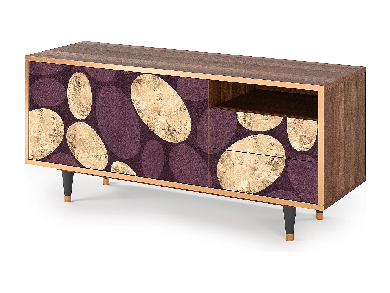 Mueble de TV - 125х56х41 cm - T7 - Fine Wine, Nogal