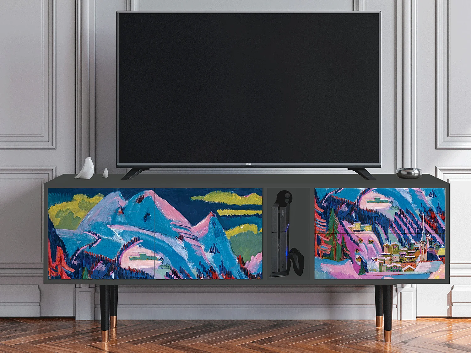 Meuble TV - 170х69х48 cm - T1 - Davos Winter, Anthracite