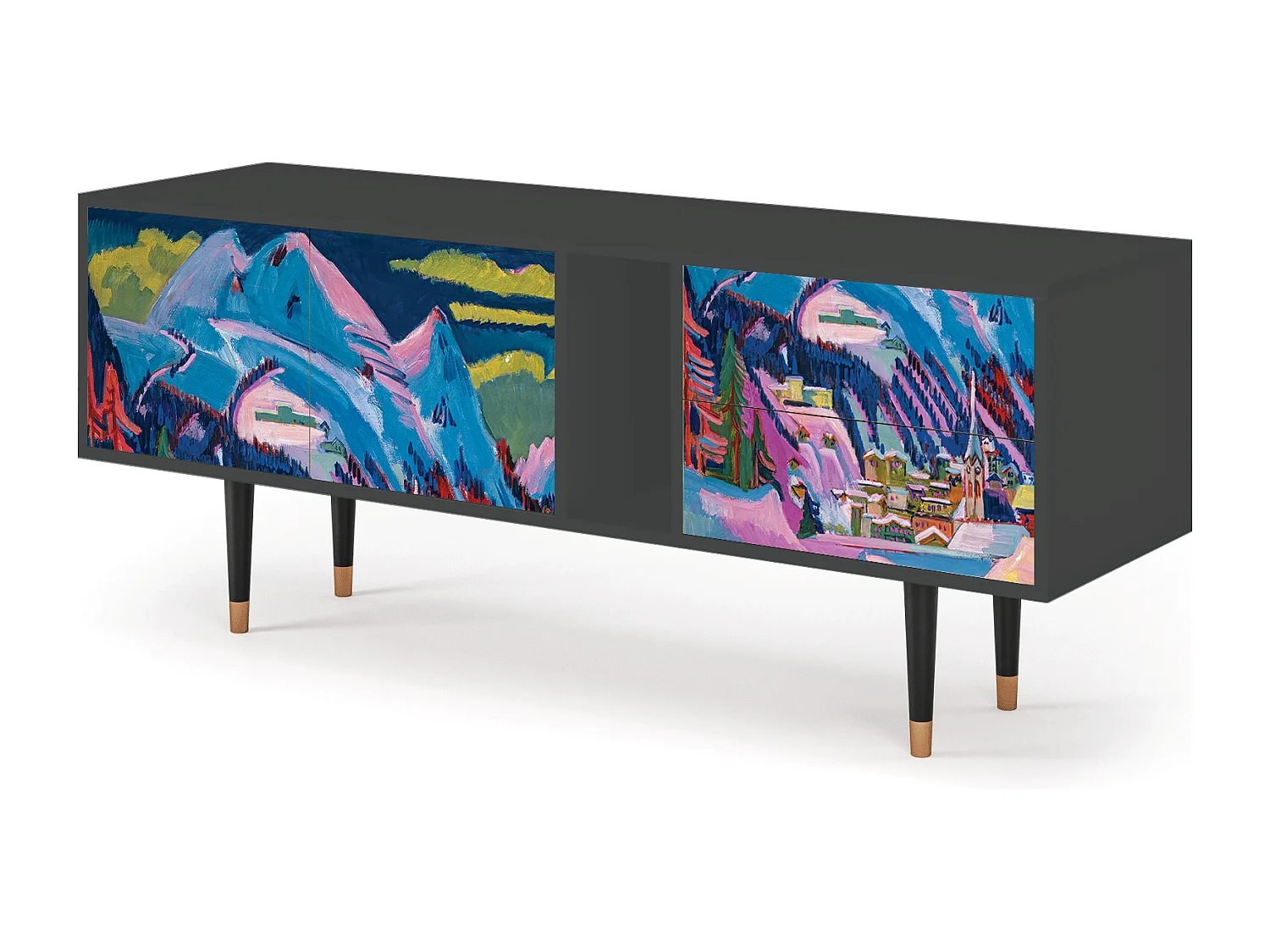 Meuble TV - 170х69х48 cm - T1 - Davos Winter, Anthracite