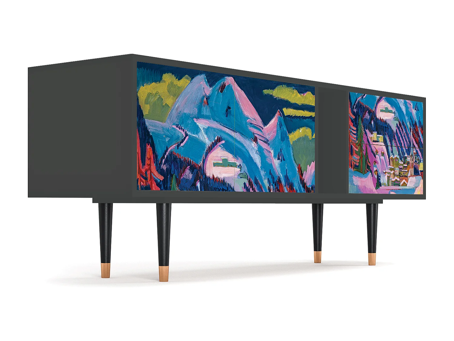 Meuble TV - 170х69х48 cm - T1 - Davos Winter, Anthracite