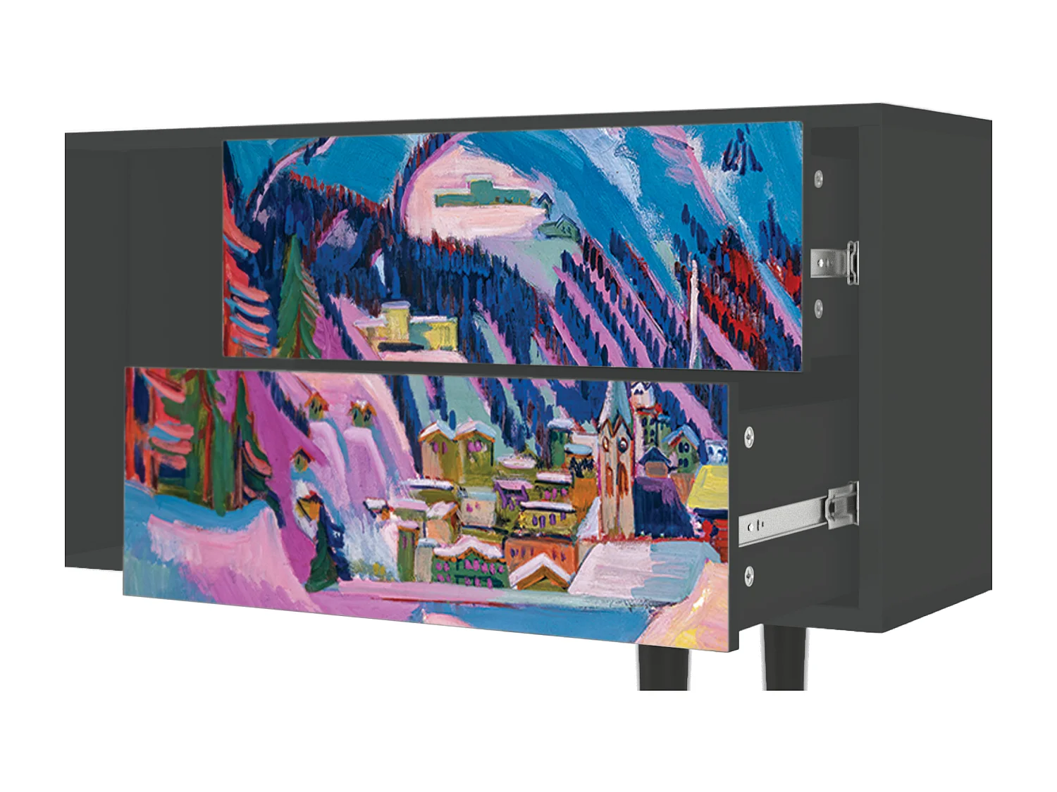 Meuble TV - 170х69х48 cm - T1 - Davos Winter, Anthracite