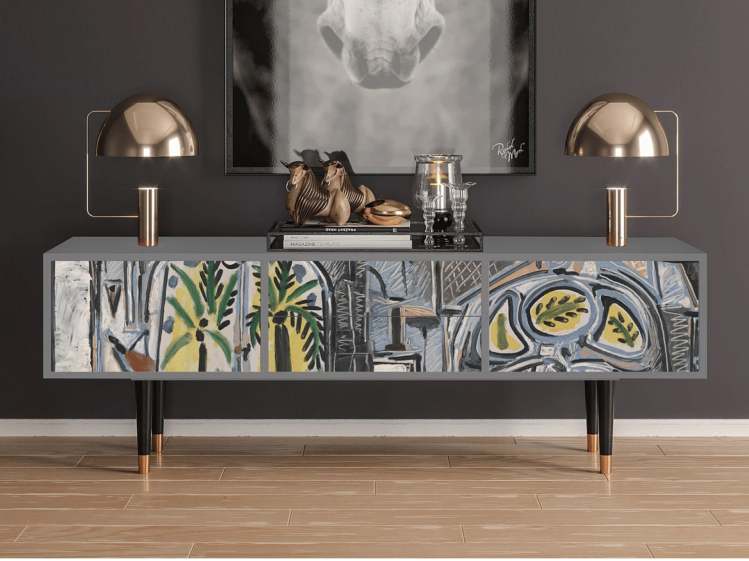 Szafka RTV - 170х59х48 cm - T4 - The Studio , Szary