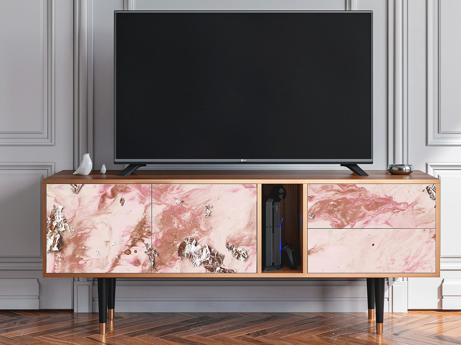 Mobile TV - 170х69х48 cm - T1 - Cotton Candy, Noce