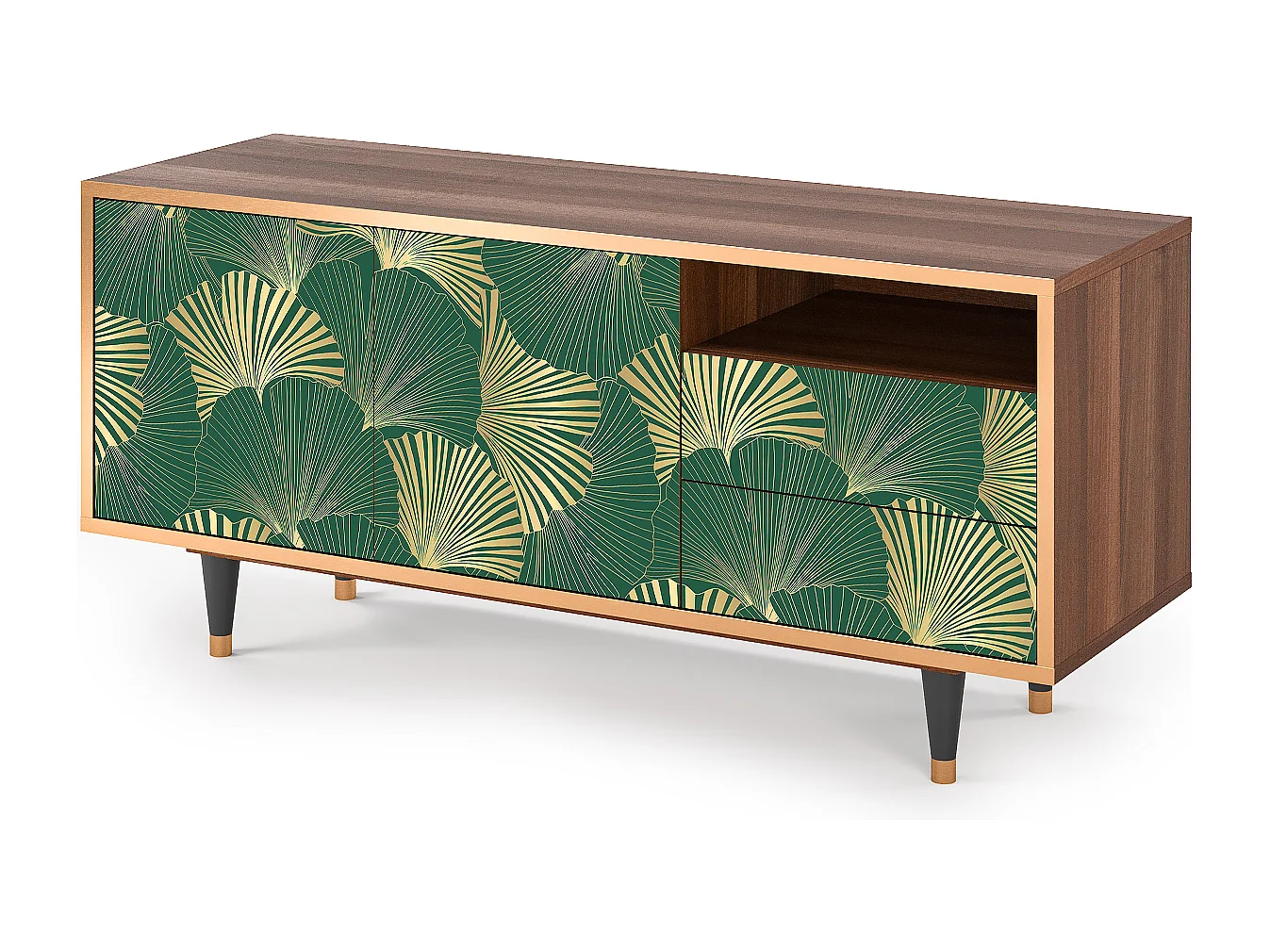 TV-meubel - 125х56х41 cm - T7 - Gold Ginkgo, Walnoot