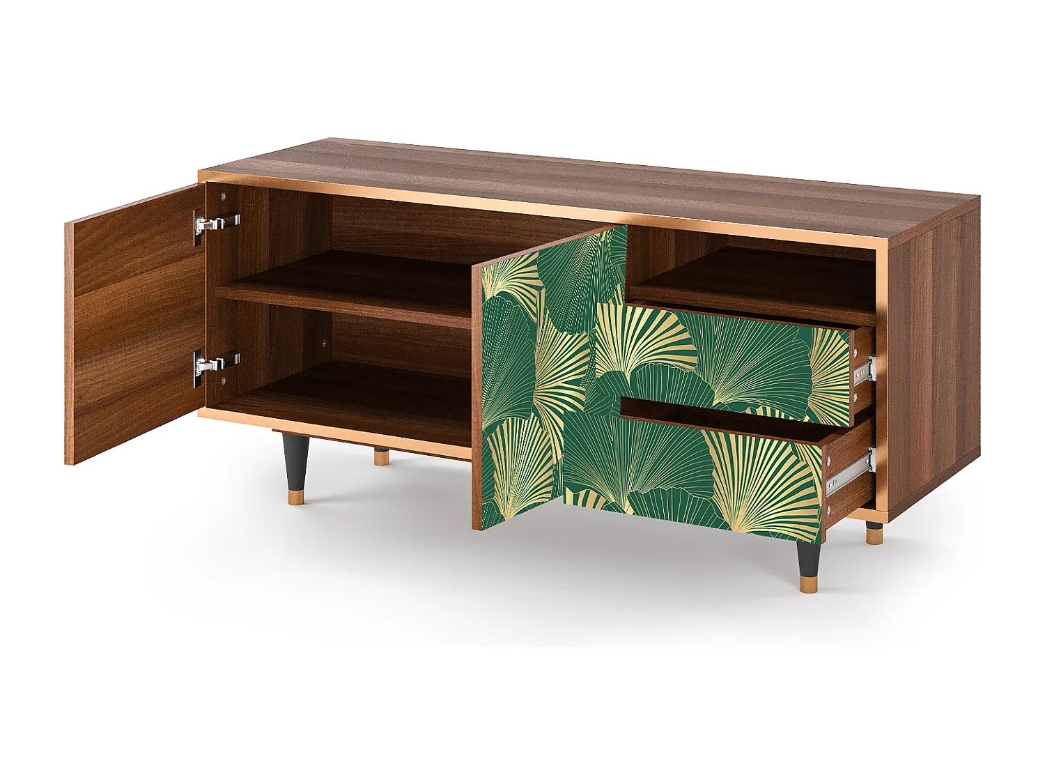 TV-meubel - 125х56х41 cm - T7 - Gold Ginkgo, Walnoot