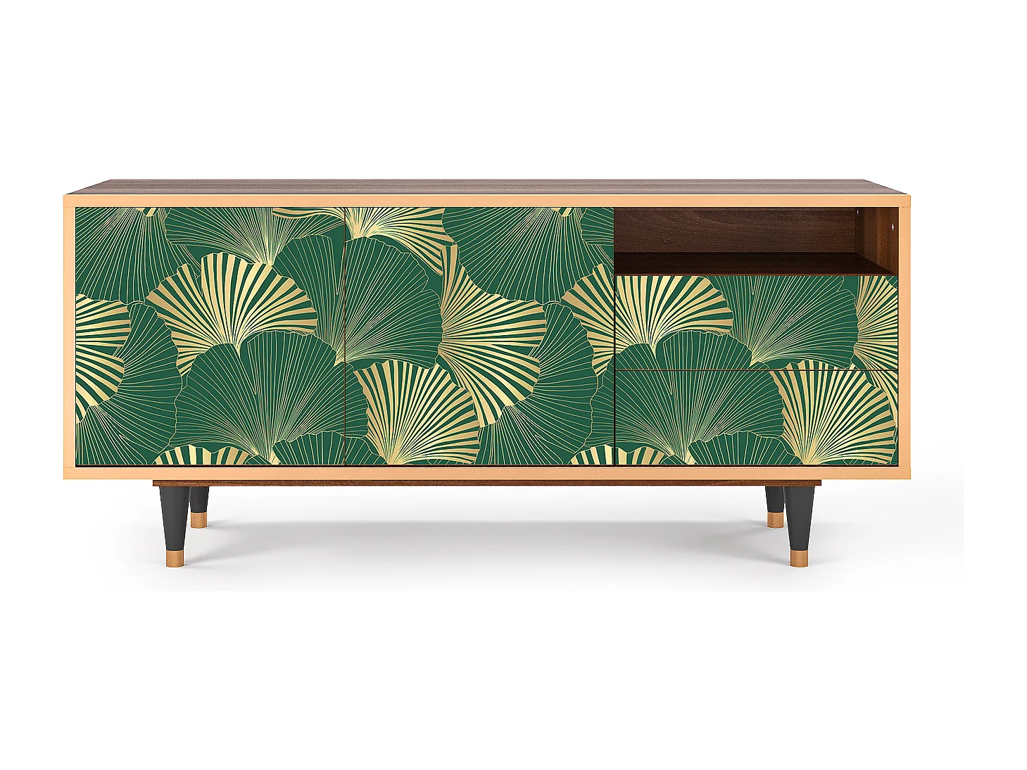 TV-meubel - 125х56х41 cm - T7 - Gold Ginkgo, Walnoot