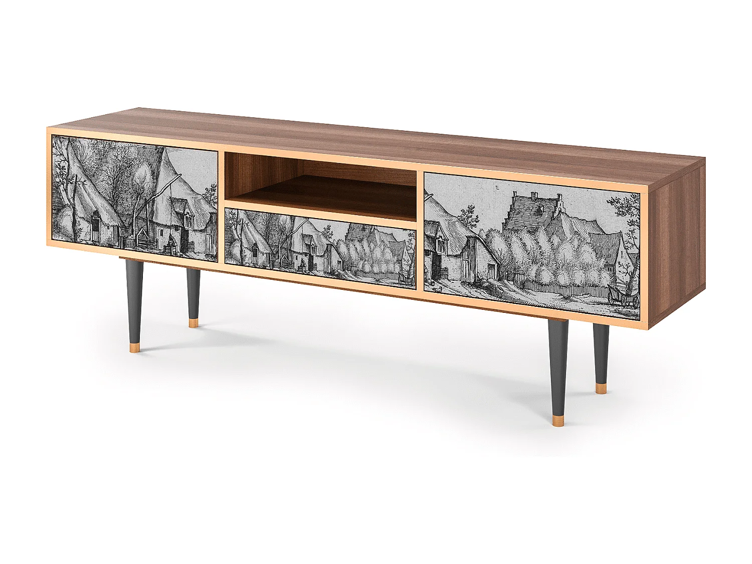 Mobile TV - 170х59х41 cm - T6 - Farms in a Village, Noce